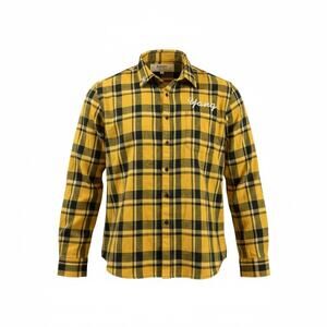 RWBY Yang Flannel Shirt L Yellow Black Plaid Button Up Anime Cosplay